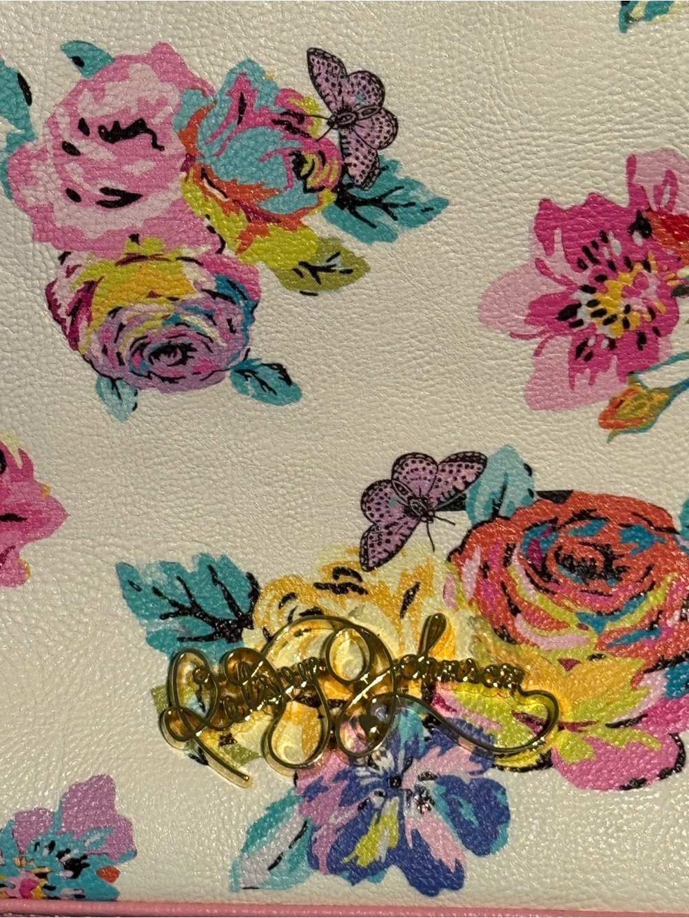 Betsey Johnson Pink Bow Floral Tote Bag Cottagecore Glam - Picture 7 of 8
